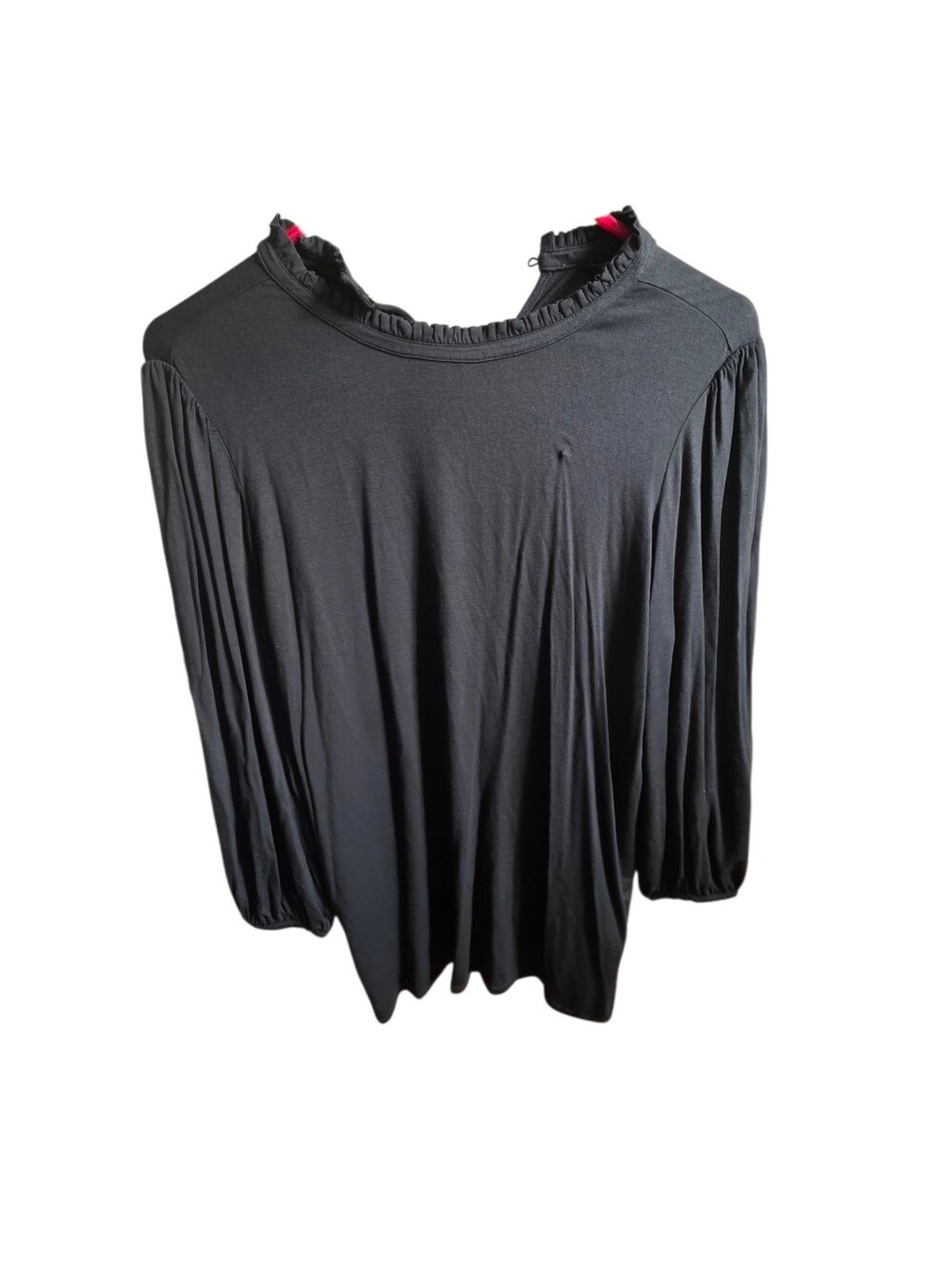 Ralph Lauren Black Ruffle-Neck Long Sleeve Top